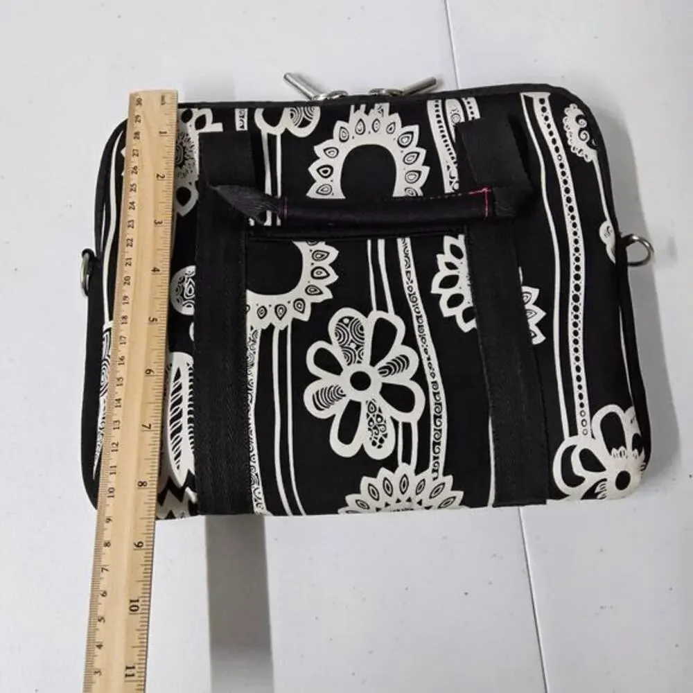 Samsonite Laptop Messenger Bag‎ Womens OS Black White Floral Padded Boho Print